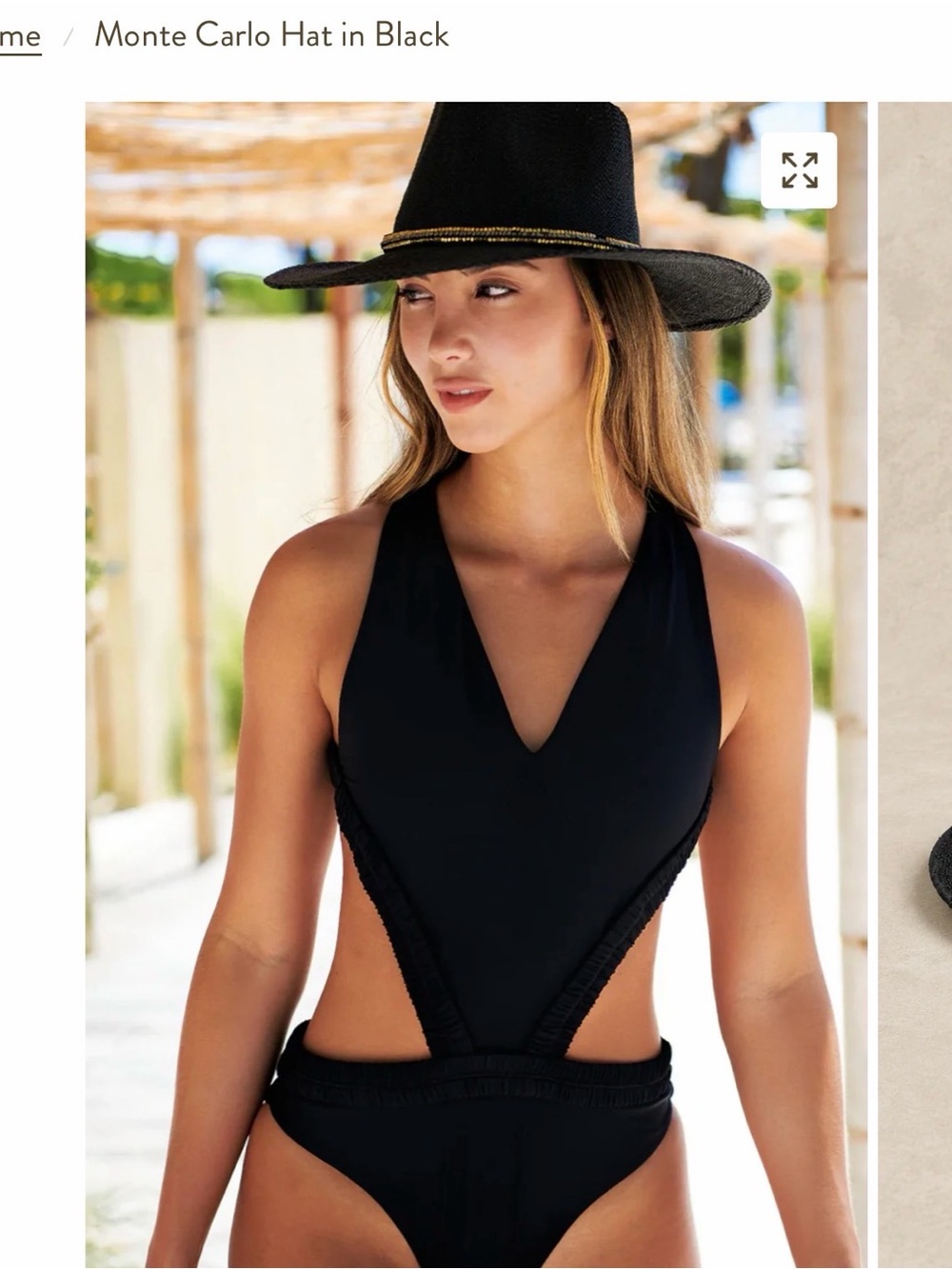 Monte Carlo Straw Rancher Hat - Black with Beaded Trim